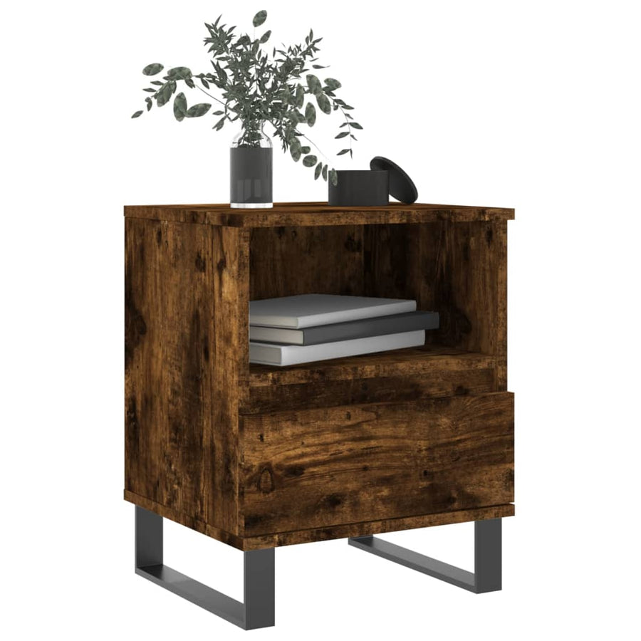 Nachtkastje 40X35X50 Cm Bewerkt Hout Gerookt Eikenkleurig