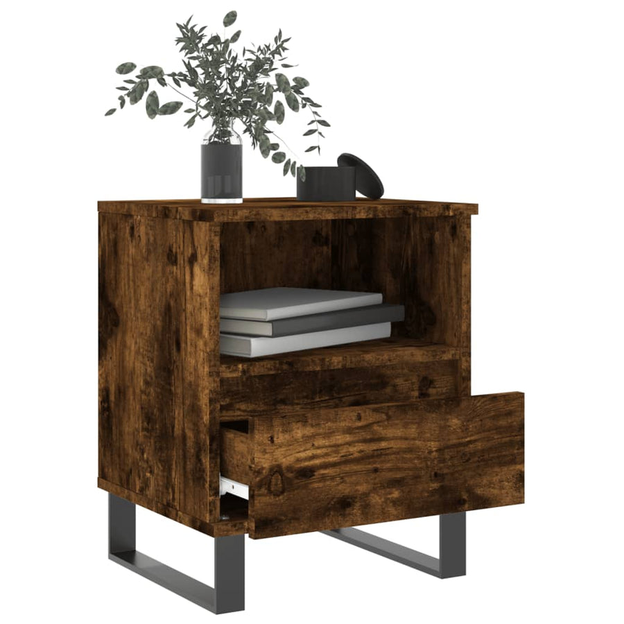 Nachtkastje 40X35X50 Cm Bewerkt Hout Gerookt Eikenkleurig