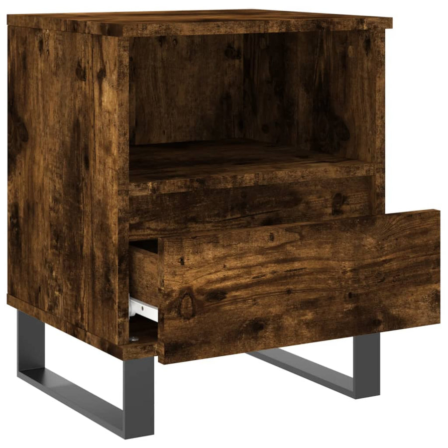 Nachtkastje 40X35X50 Cm Bewerkt Hout Gerookt Eikenkleurig