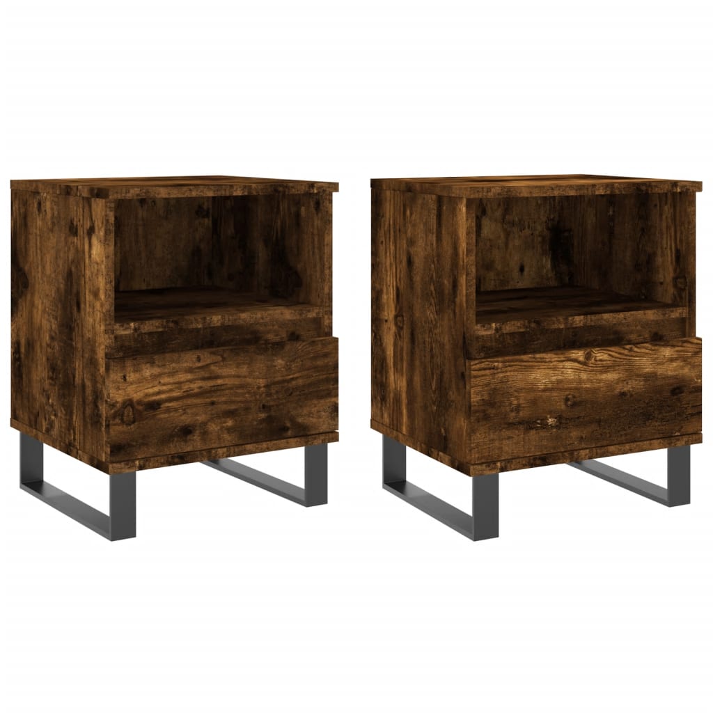 Nachtkastjes 40X35X50 Cm Bewerkt Hout Kleurig 2 Gerookt eiken