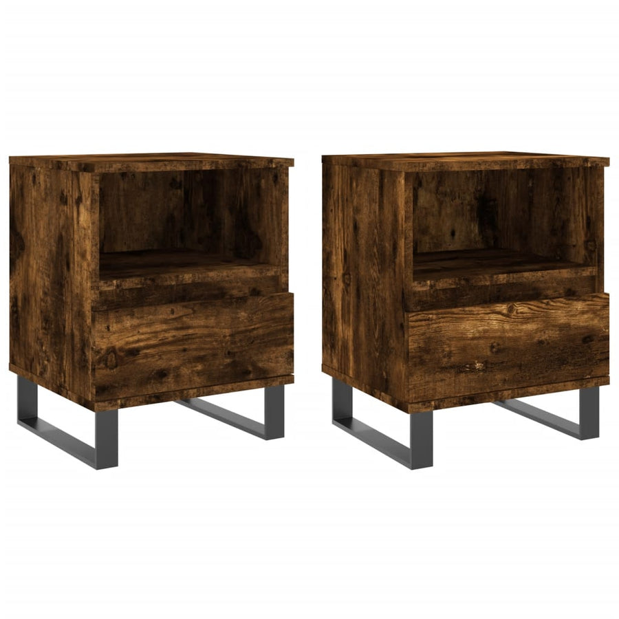 Nachtkastjes 40X35X50 Cm Bewerkt Hout Kleurig 2 Gerookt eiken