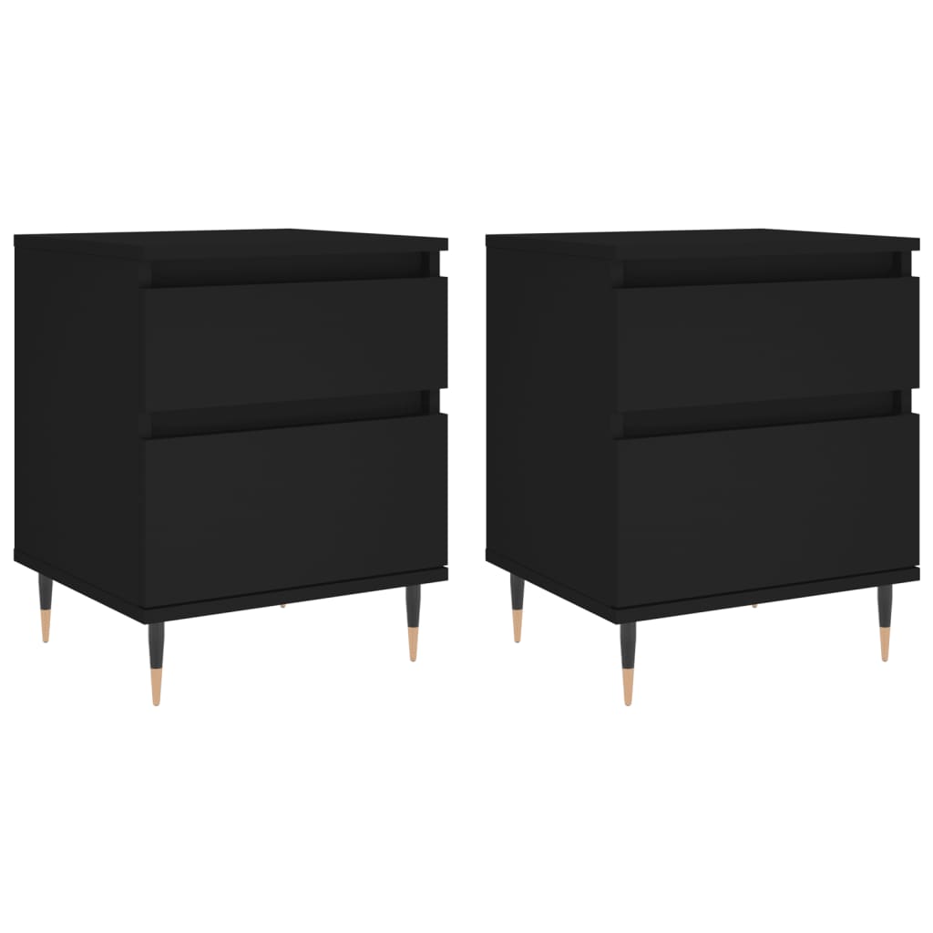 Nachtkastjes 2 St 40X35X50 Cm Bewerkt Hout Zwart