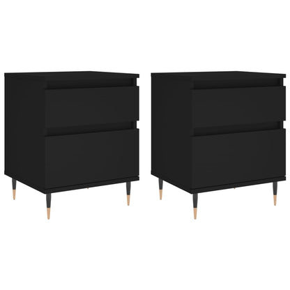 Nachtkastjes 2 St 40X35X50 Cm Bewerkt Hout Zwart