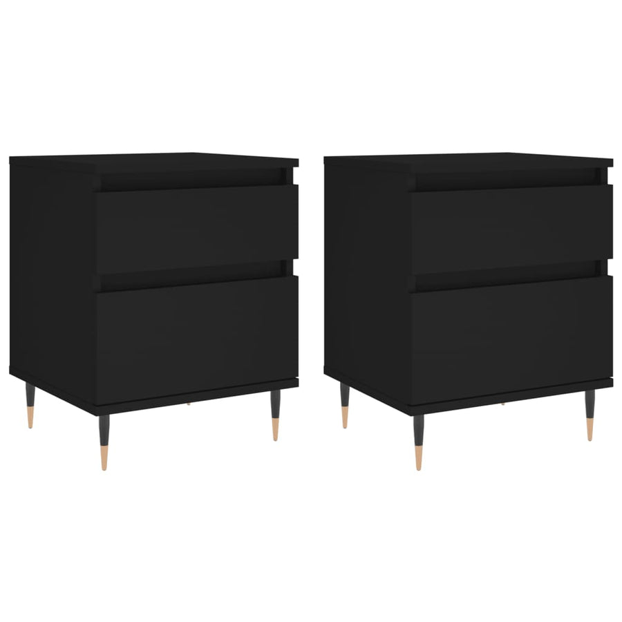 Nachtkastjes 2 St 40X35X50 Cm Bewerkt Hout Zwart