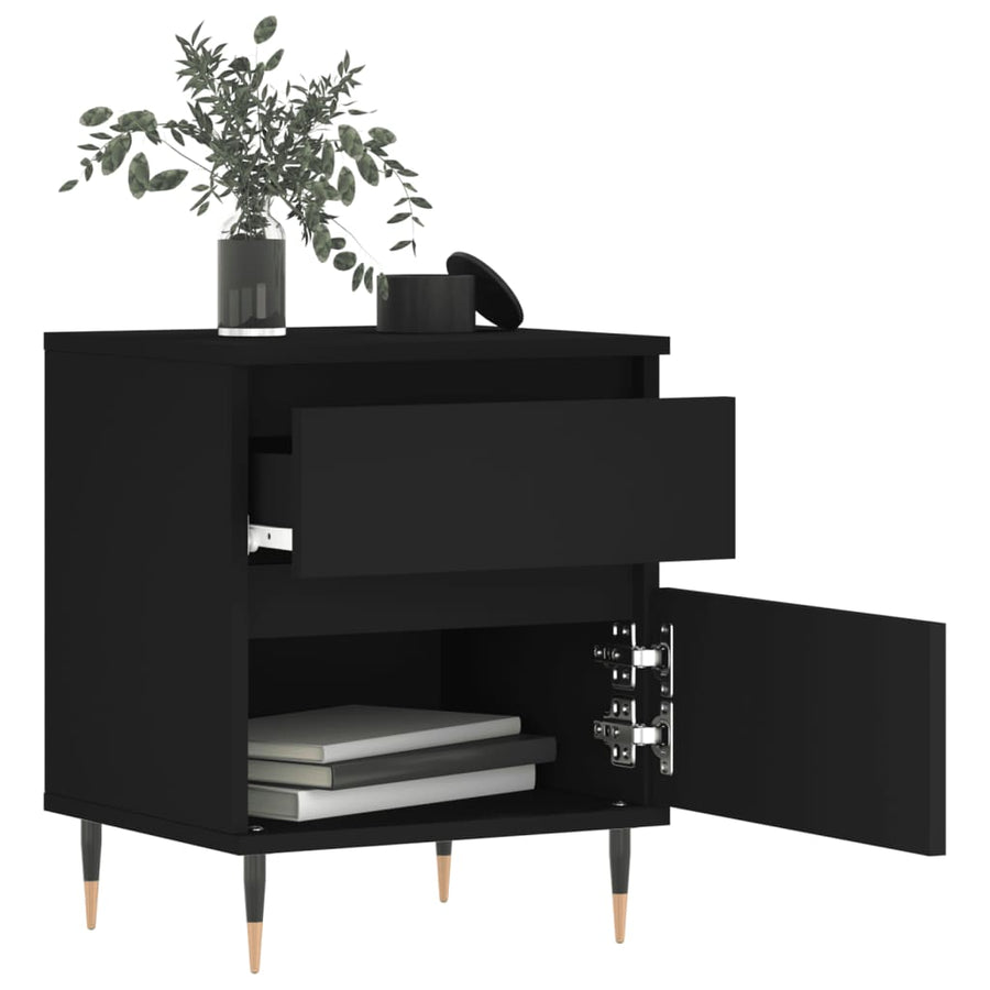 Nachtkastjes 2 St 40X35X50 Cm Bewerkt Hout Zwart