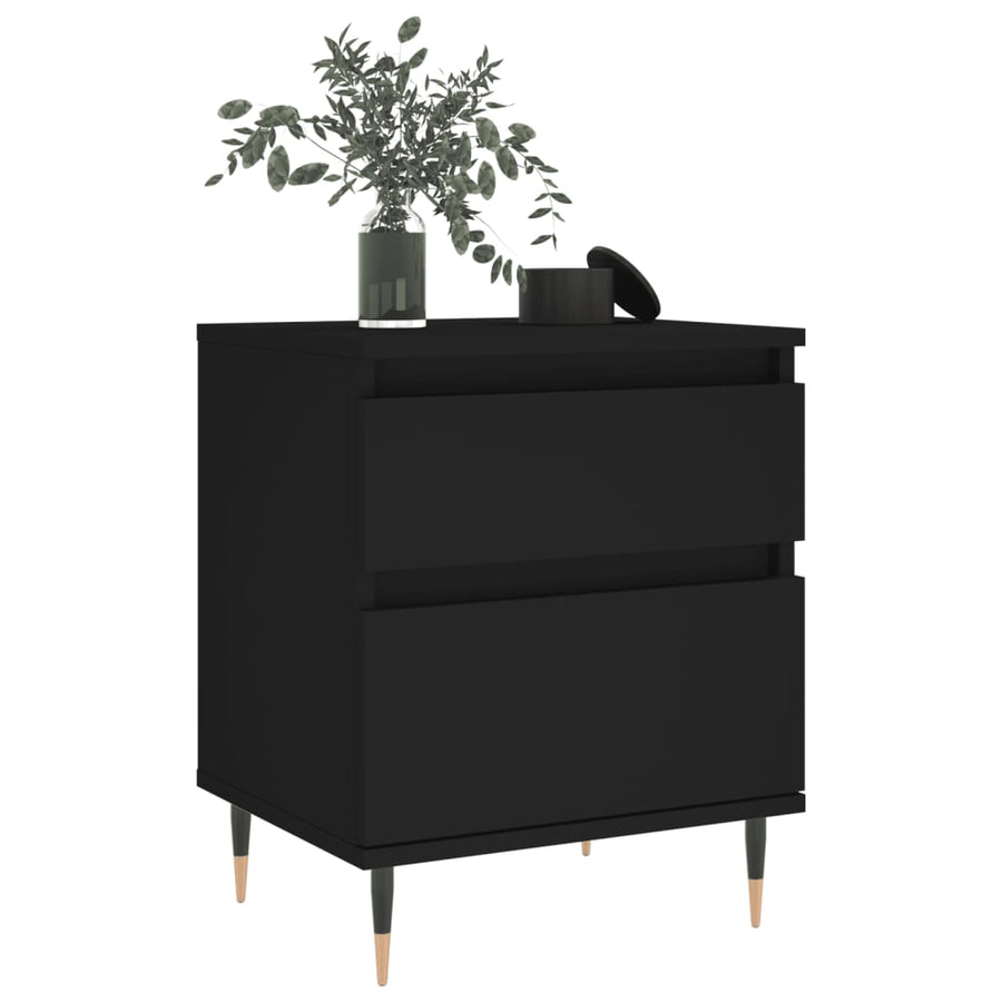Nachtkastjes 2 St 40X35X50 Cm Bewerkt Hout Zwart