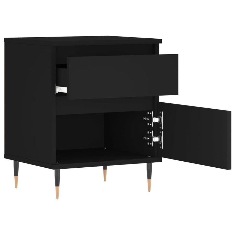 Nachtkastjes 2 St 40X35X50 Cm Bewerkt Hout Zwart