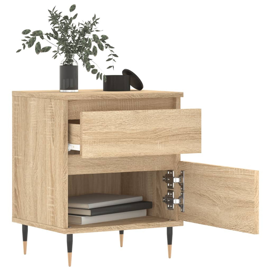 Nachtkastje 40x35x50 cm bewerkt hout sonoma eikenkleurig
