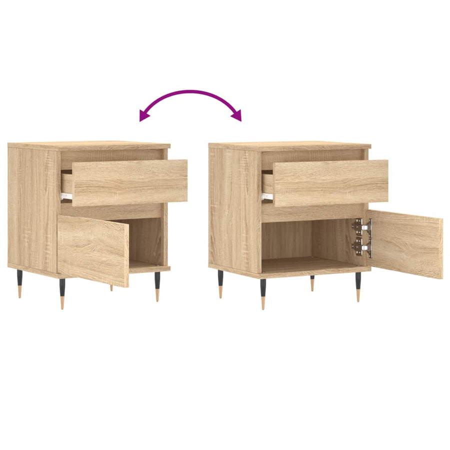 Nachtkastje 40x35x50 cm bewerkt hout sonoma eikenkleurig