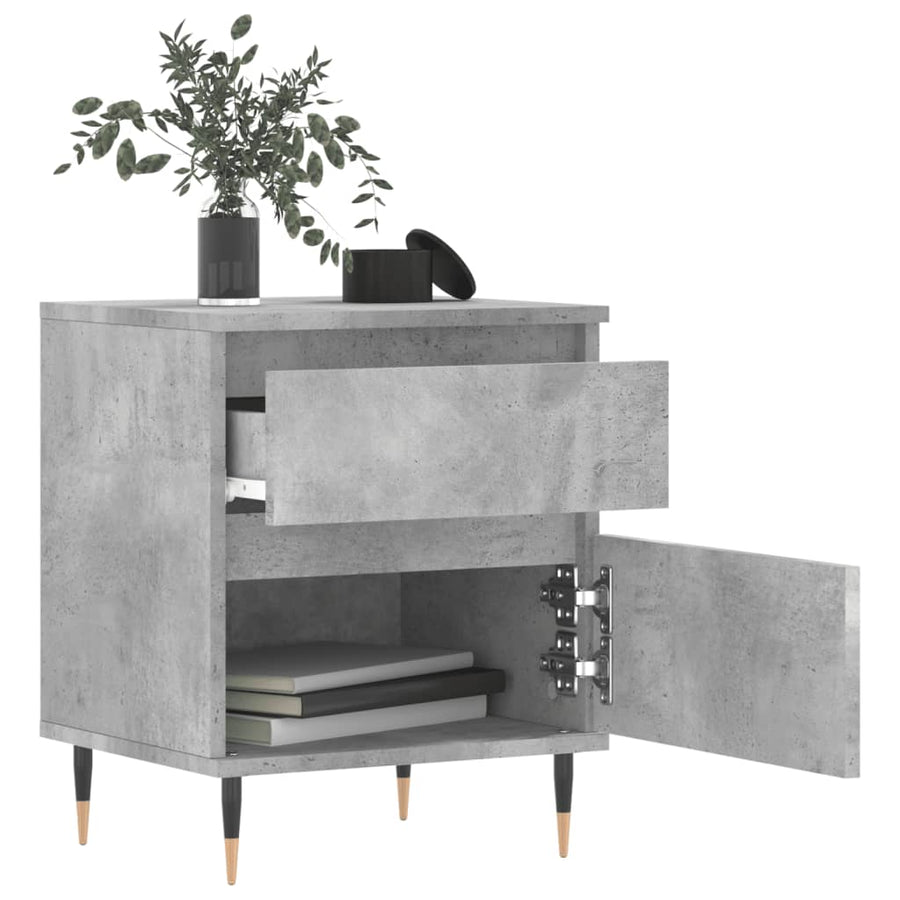 Nachtkastjes 2 st 40x35x50 cm bewerkt hout betongrijs