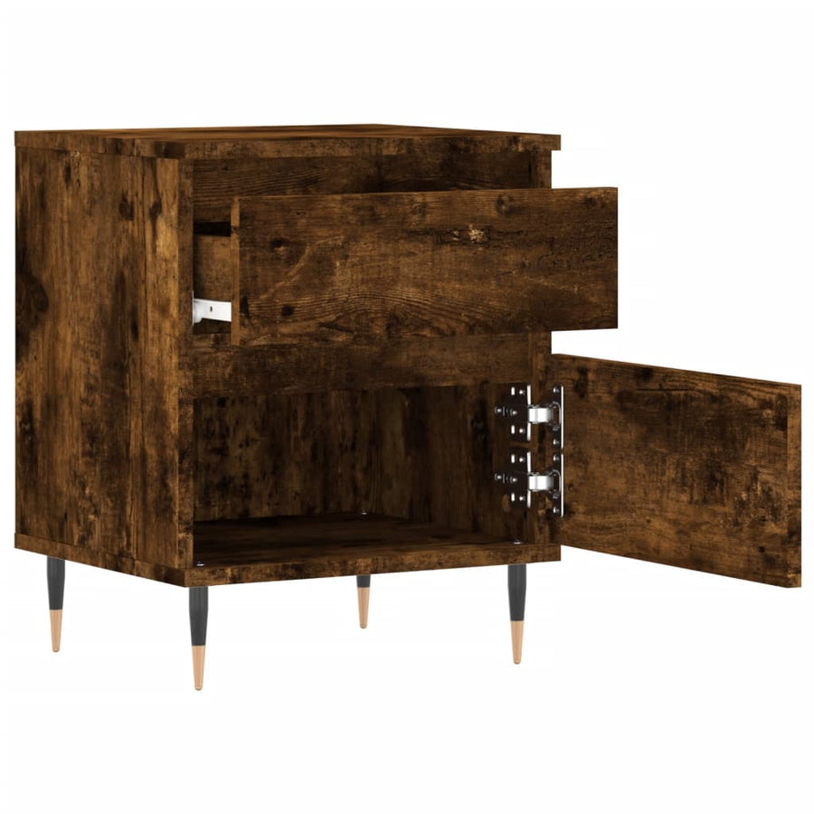 Nachtkastje 40X35X50 Cm Bewerkt Hout Gerookt Eikenkleurig