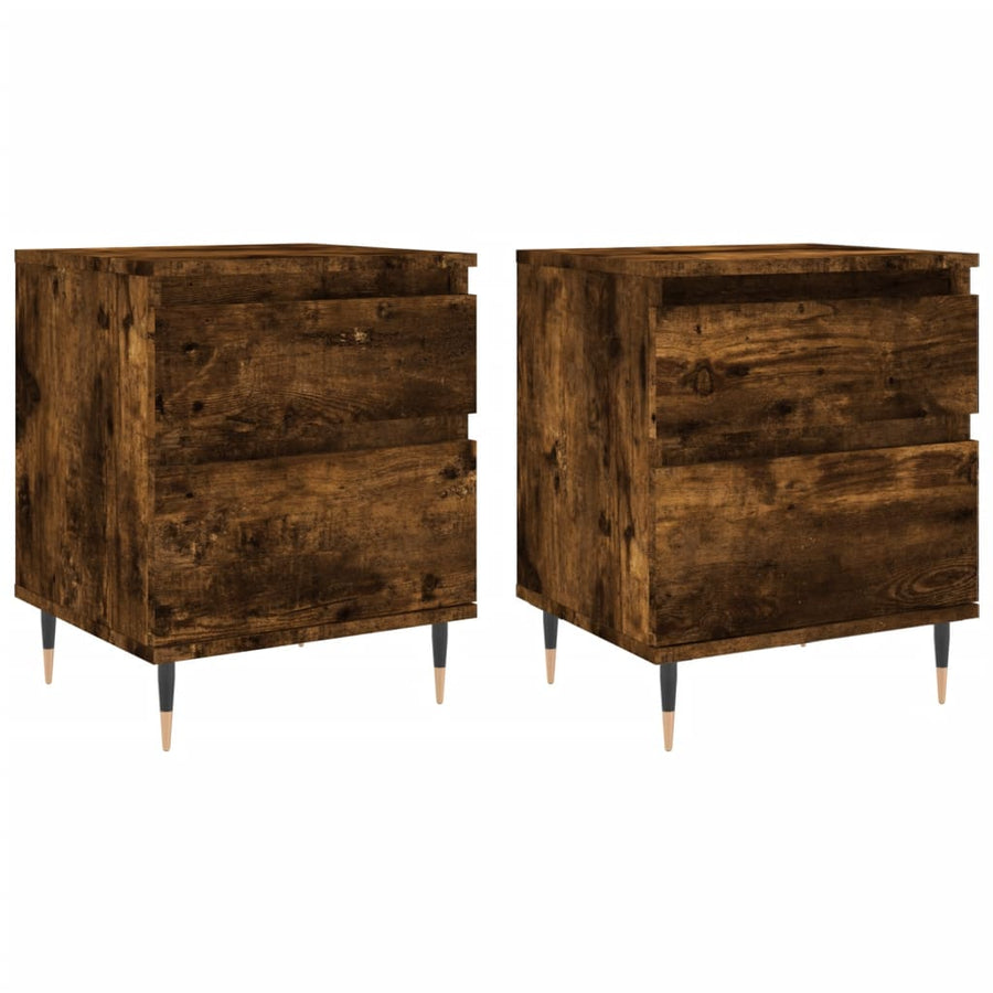 Nachtkastjes 2 St 40X35X50 Cm Bewerkt Hout Gerookt Eikenkleurig