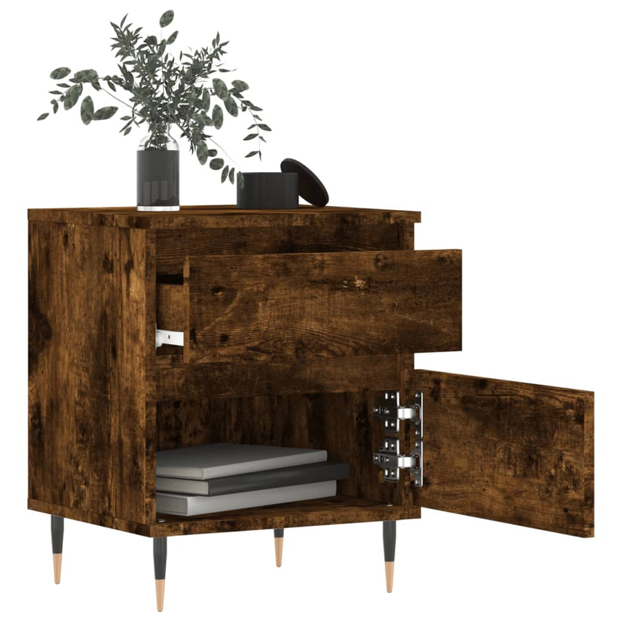 Nachtkastjes 2 St 40X35X50 Cm Bewerkt Hout Gerookt Eikenkleurig