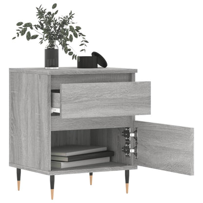 Nachtkastje 40X35X50 Cm Bewerkt Hout Eikenkleurig 1 Grijs sonoma