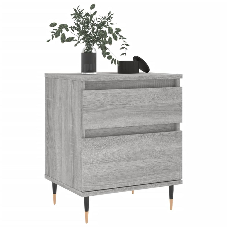 Nachtkastje 40X35X50 Cm Bewerkt Hout Eikenkleurig 1 Grijs sonoma