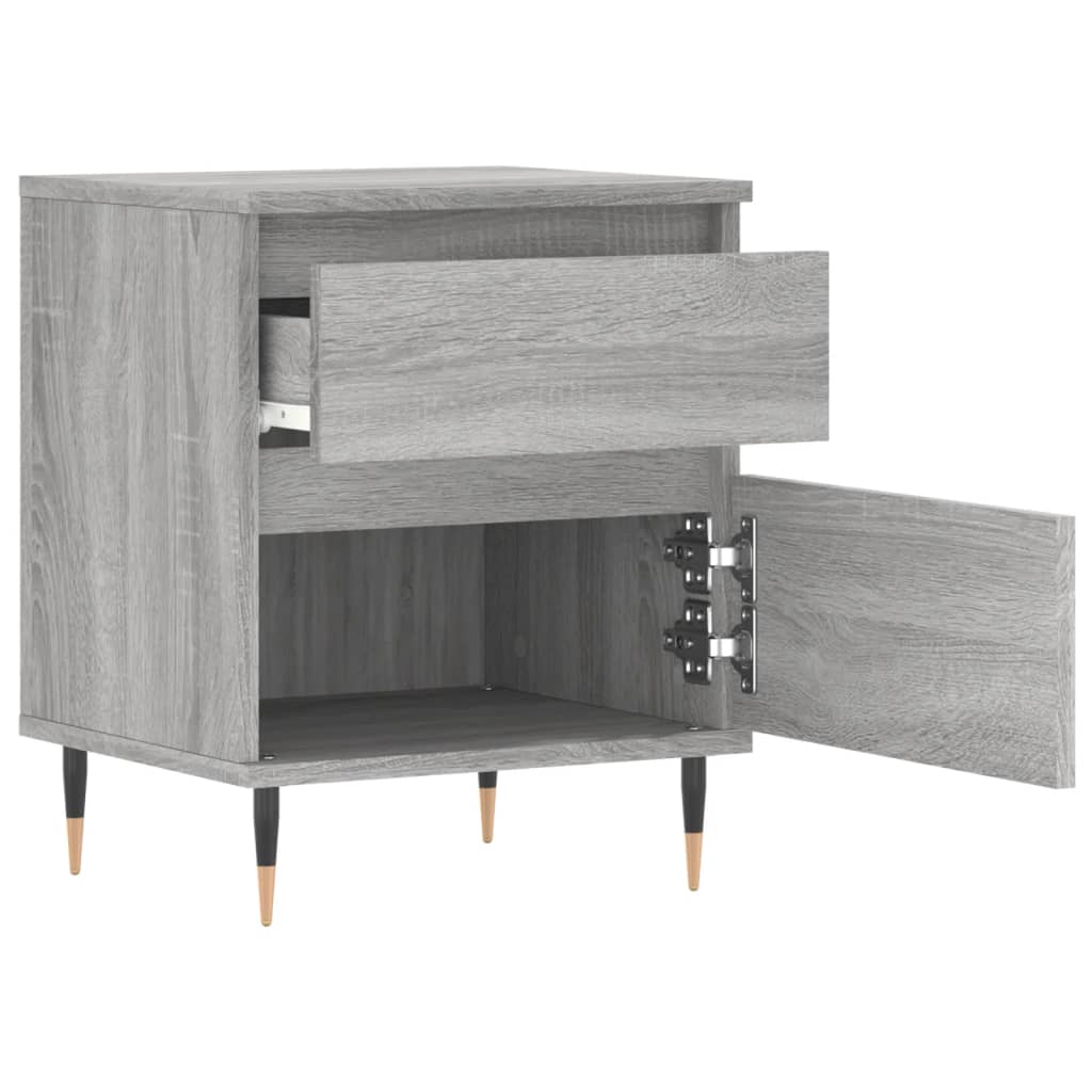 Nachtkastje 40X35X50 Cm Bewerkt Hout Eikenkleurig 1 Grijs sonoma