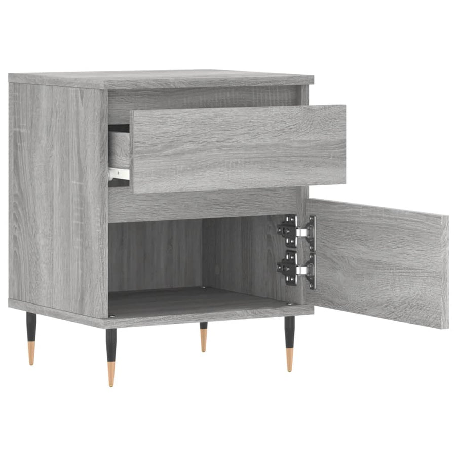 Nachtkastje 40X35X50 Cm Bewerkt Hout Eikenkleurig 1 Grijs sonoma