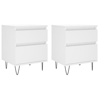 Nachtkastjes 2 St 40X35X50 Cm Bewerkt Hout Wit