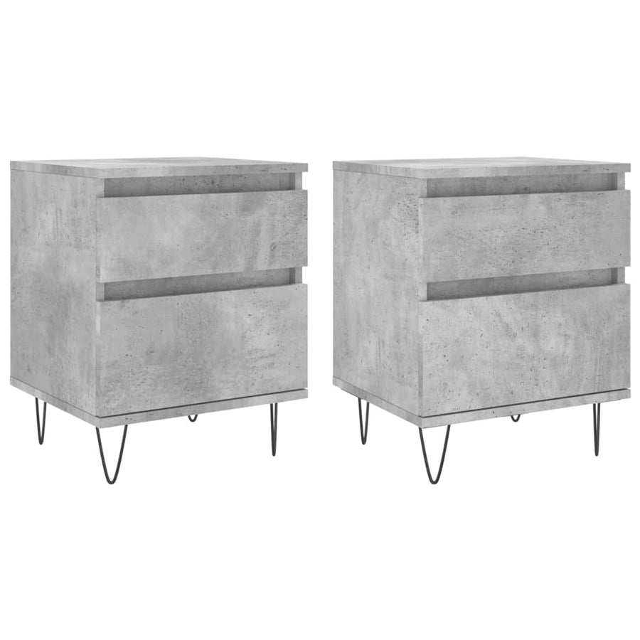 Nachtkastjes 2 St 40X35X50 Cm Bewerkt Hout Betongrijs