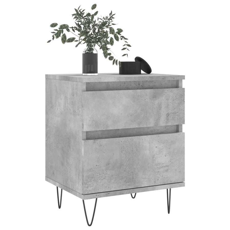 Nachtkastjes 2 St 40X35X50 Cm Bewerkt Hout Betongrijs