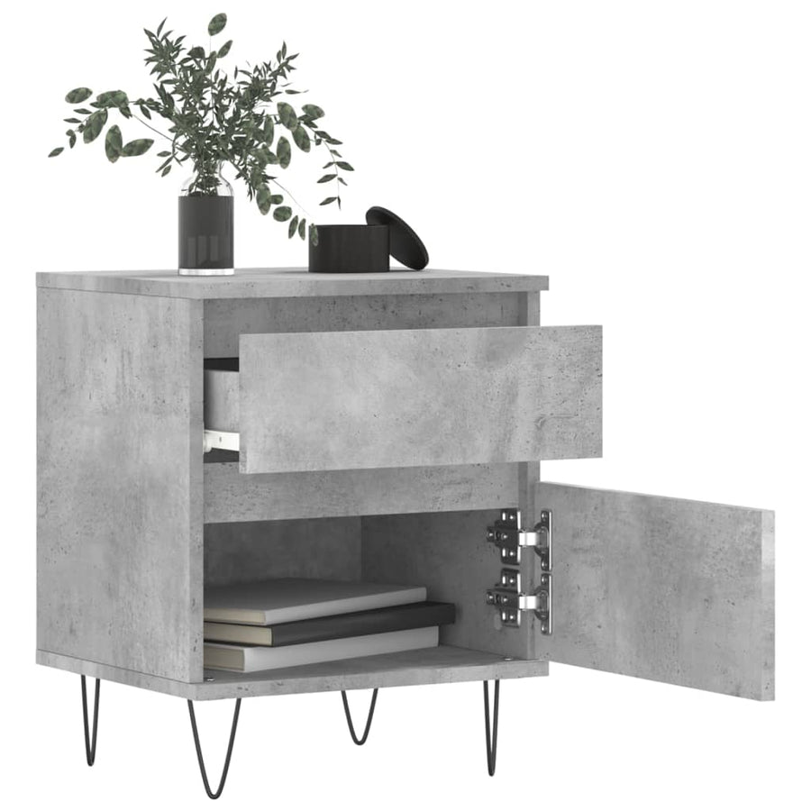 Nachtkastjes 2 St 40X35X50 Cm Bewerkt Hout Betongrijs