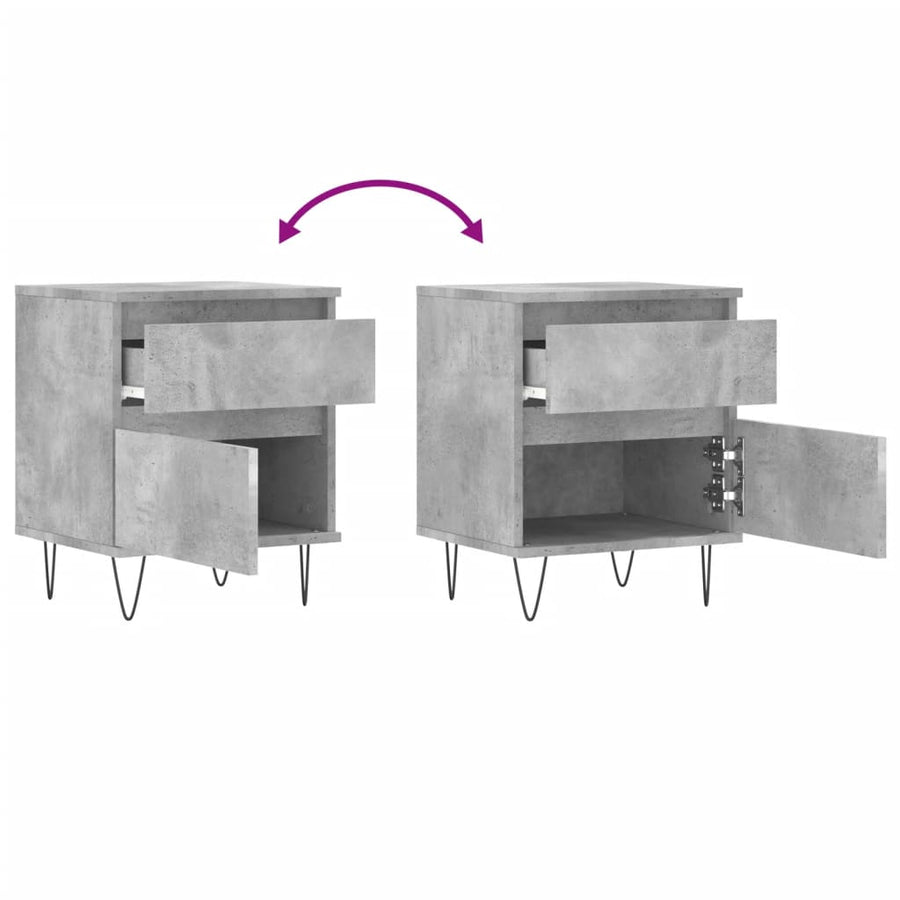 Nachtkastjes 2 St 40X35X50 Cm Bewerkt Hout Betongrijs