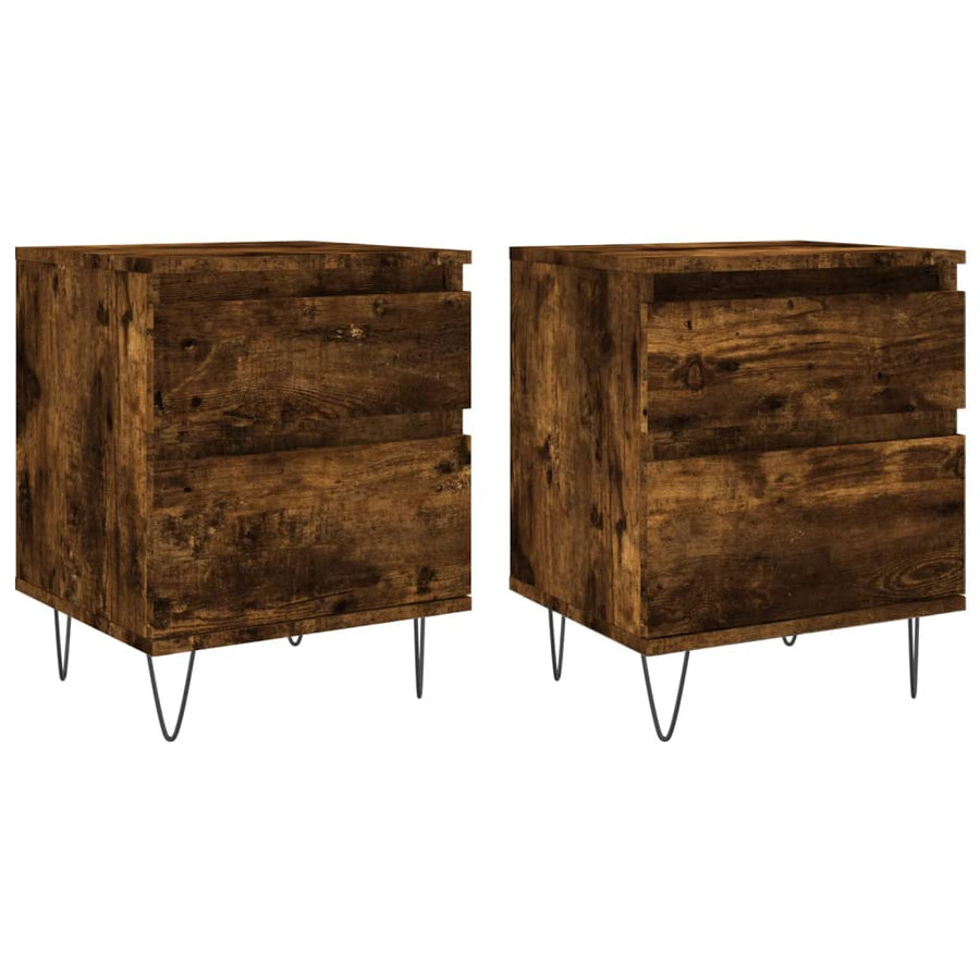 Nachtkastjes 40X35X50 Cm Bewerkt Hout Kleurig 2 Gerookt eiken