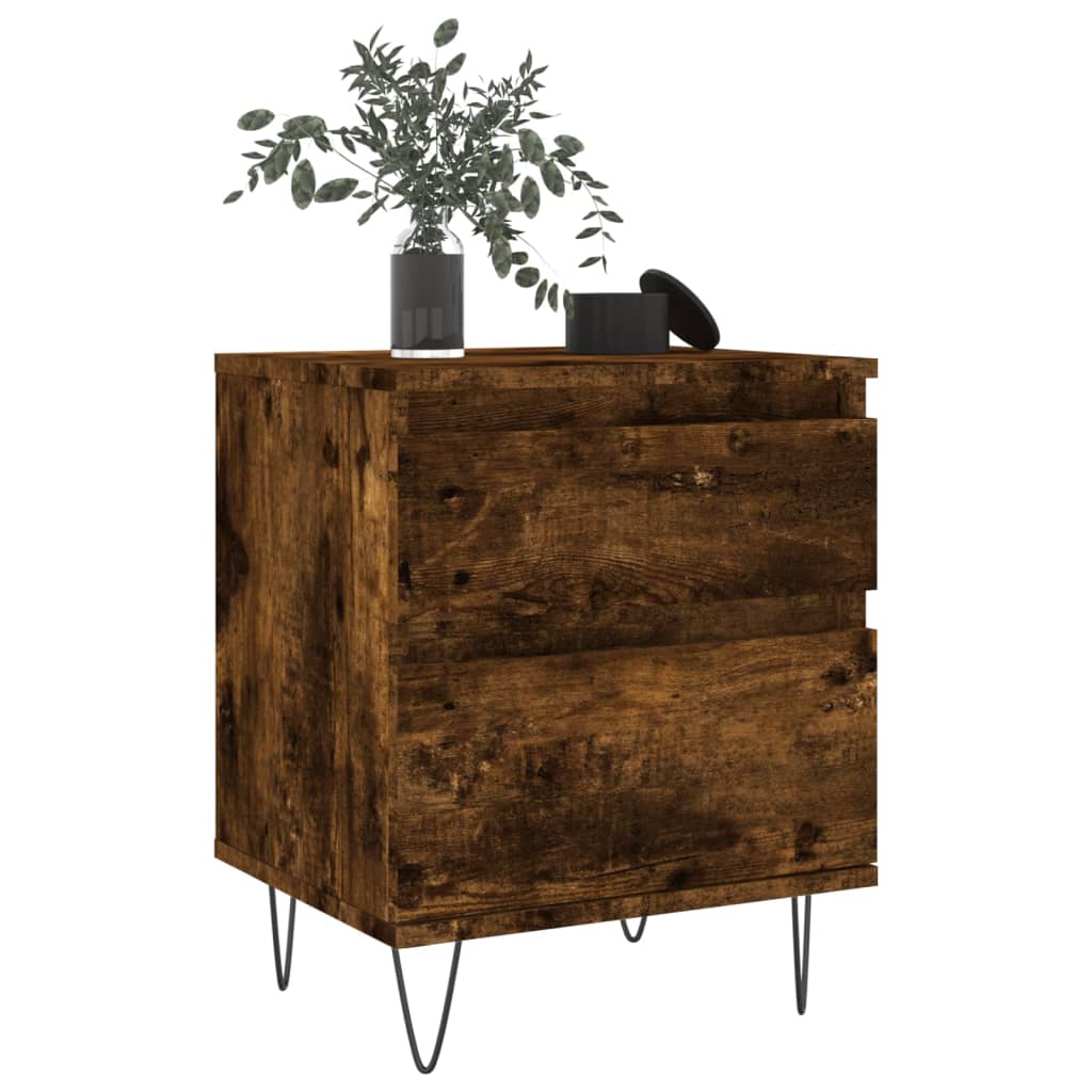 Nachtkastjes 40X35X50 Cm Bewerkt Hout Kleurig 2 Gerookt eiken