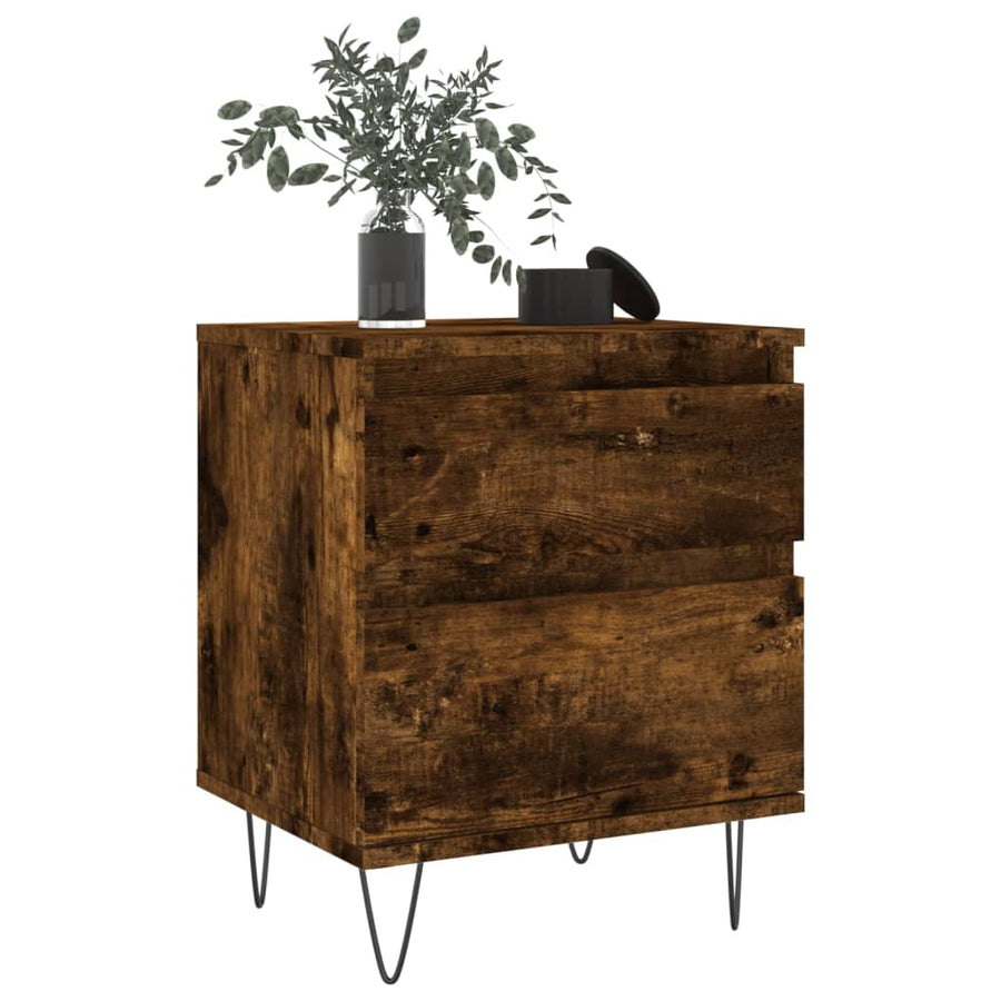 Nachtkastjes 40X35X50 Cm Bewerkt Hout Kleurig 2 Gerookt eiken