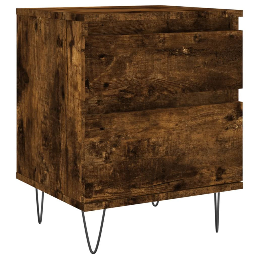 Nachtkastjes 40X35X50 Cm Bewerkt Hout Kleurig 2 Gerookt eiken