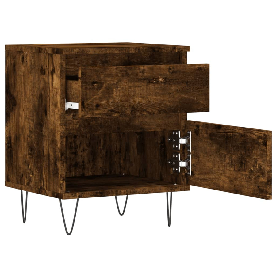 Nachtkastjes 40X35X50 Cm Bewerkt Hout Kleurig 2 Gerookt eiken