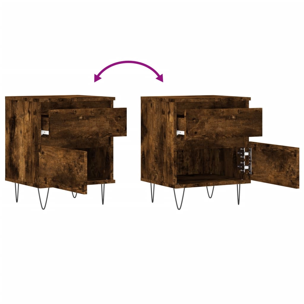 Nachtkastjes 40X35X50 Cm Bewerkt Hout Kleurig 2 Gerookt eiken