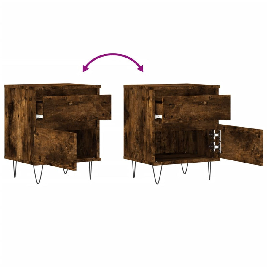 Nachtkastjes 40X35X50 Cm Bewerkt Hout Kleurig 2 Gerookt eiken