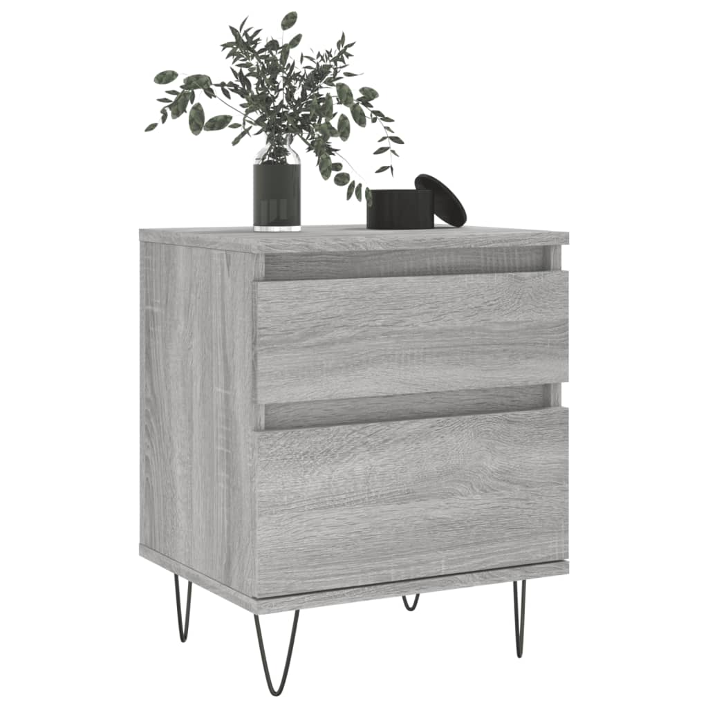 Nachtkastje 40x35x50 cm bewerkt hout grijs sonoma eikenkleurig