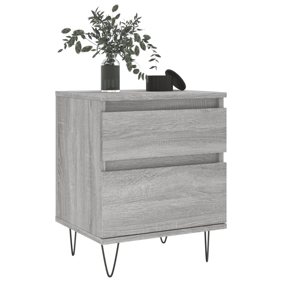 Nachtkastje 40x35x50 cm bewerkt hout grijs sonoma eikenkleurig
