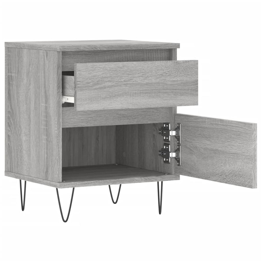 Nachtkastje 40x35x50 cm bewerkt hout grijs sonoma eikenkleurig