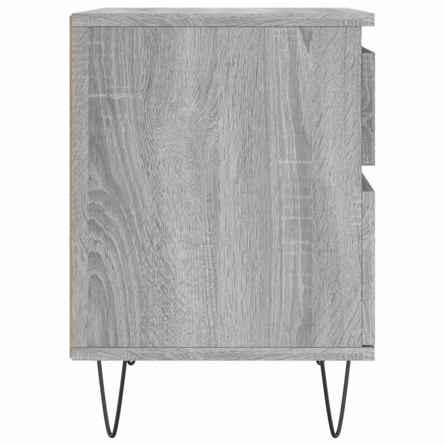 Nachtkastje 40x35x50 cm bewerkt hout grijs sonoma eikenkleurig
