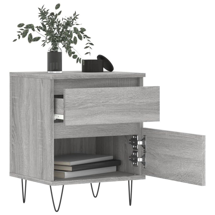 Nachtkastjes 2 St 40X35X50 Cm Bewerkt Hout Grijs Sonoma Eiken