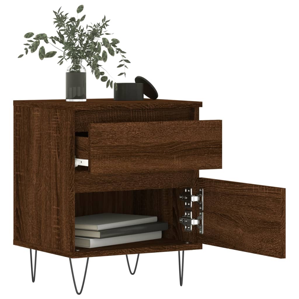 Nachtkastjes 2 St 40X35X50 Cm Bewerkt Hout Bruin Eikenkleur