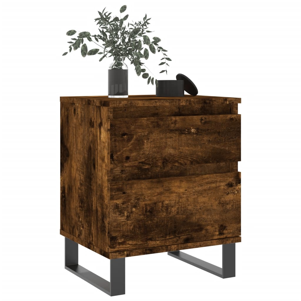 Nachtkastje 40X35X50 Cm Bewerkt Hout Gerookt Eikenkleurig