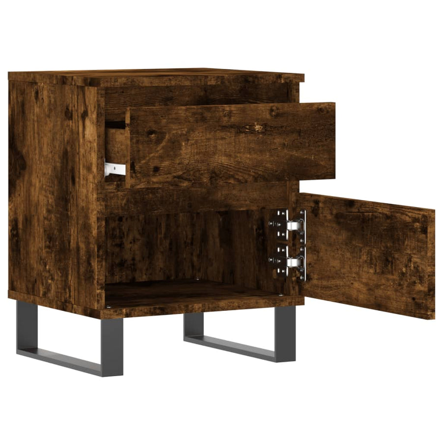 Nachtkastje 40X35X50 Cm Bewerkt Hout Gerookt Eikenkleurig