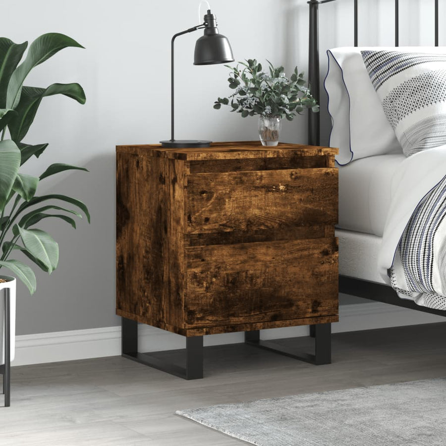 Nachtkastje 40X35X50 Cm Bewerkt Hout Gerookt Eikenkleurig