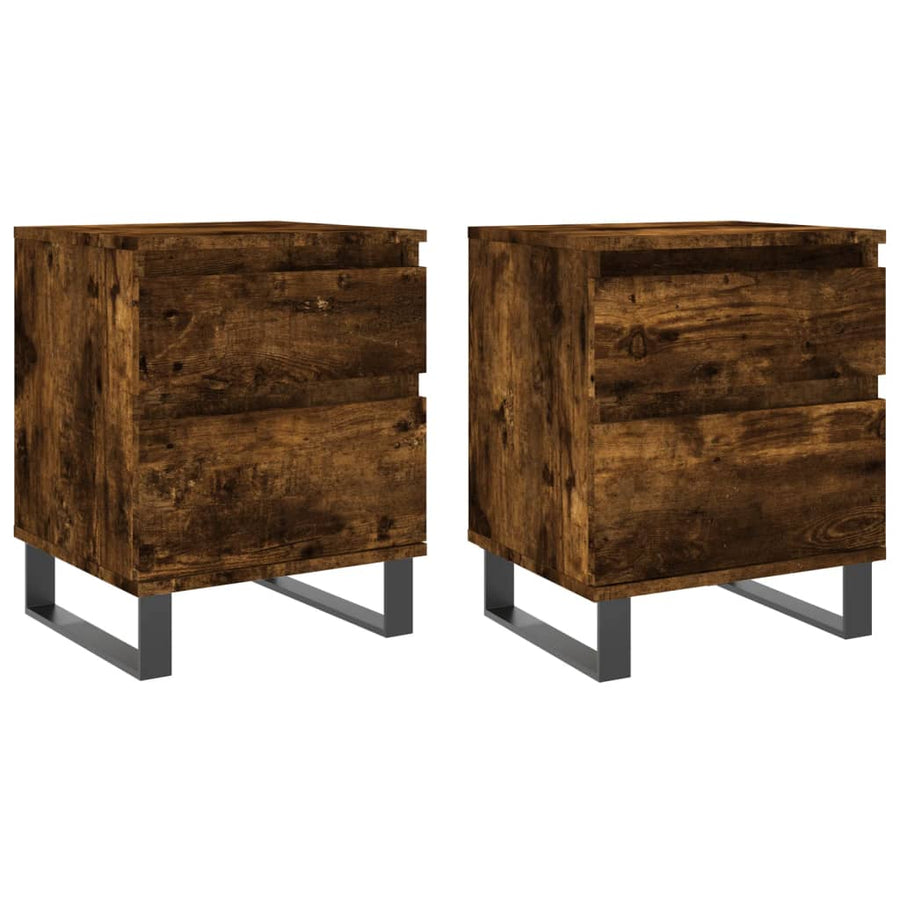 Nachtkastjes 2 St 40X35X50 Cm Bewerkt Hout Gerookt Eikenkleurig