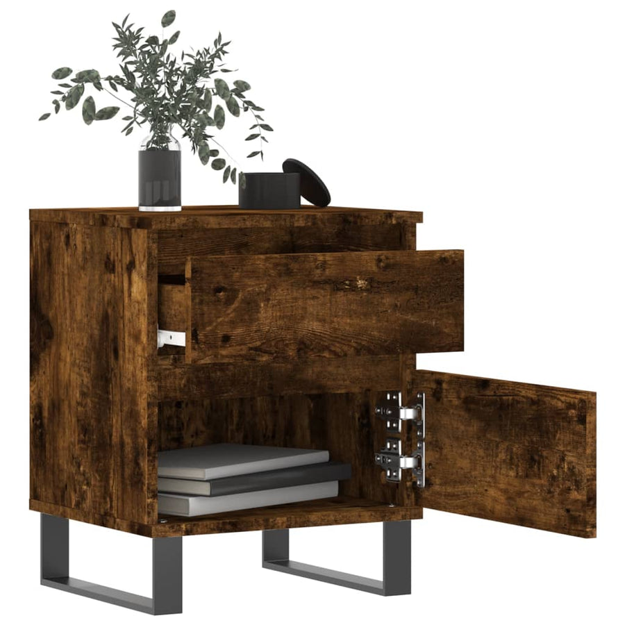 Nachtkastjes 2 St 40X35X50 Cm Bewerkt Hout Gerookt Eikenkleurig