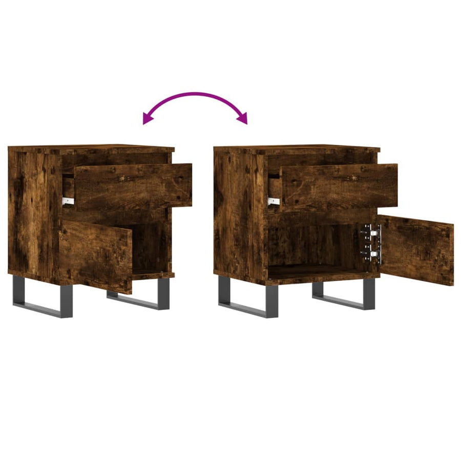 Nachtkastjes 2 St 40X35X50 Cm Bewerkt Hout Gerookt Eikenkleurig