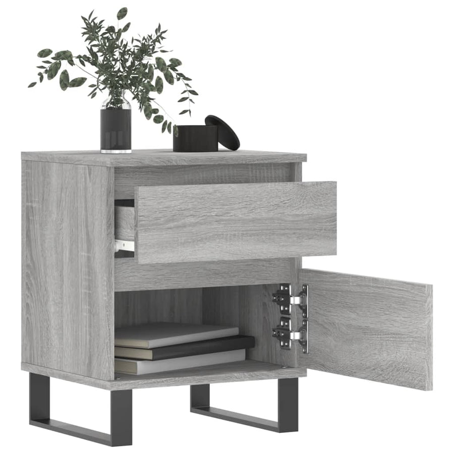 Nachtkastje 40X35X50 Cm Bewerkt Hout Grijs Sonoma Eikenkleurig