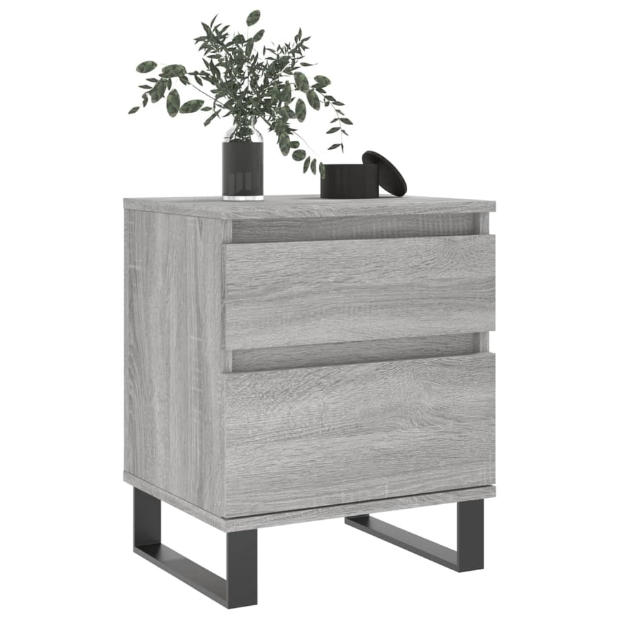 Nachtkastje 40X35X50 Cm Bewerkt Hout Grijs Sonoma Eikenkleurig