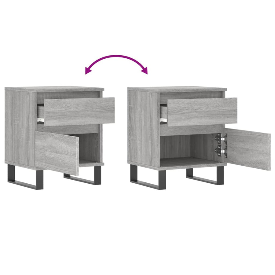 Nachtkastje 40X35X50 Cm Bewerkt Hout Grijs Sonoma Eikenkleurig