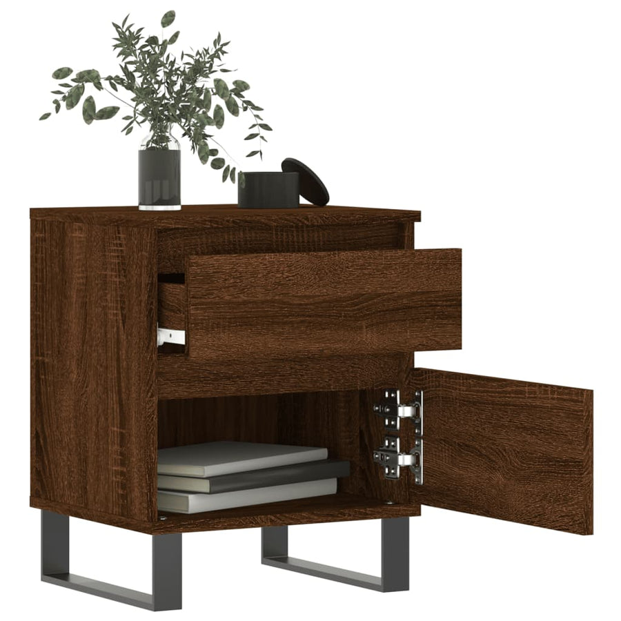 Nachtkastjes 2 St 40X35X50 Cm Bewerkt Hout Bruin Eikenkleur