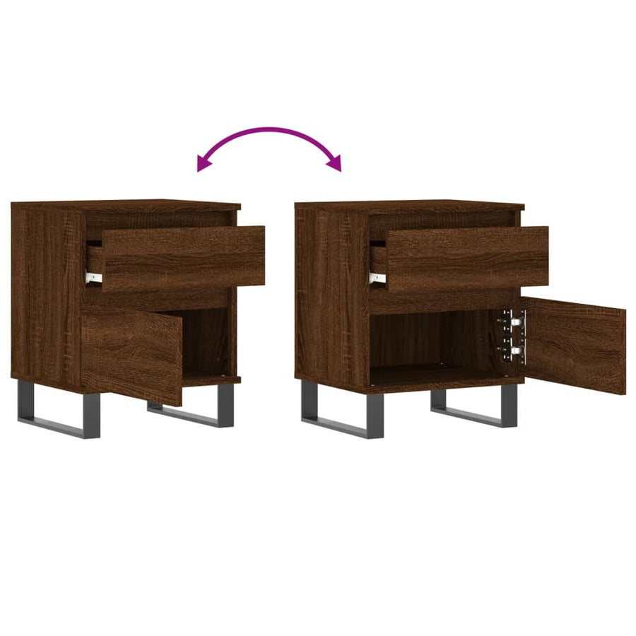 Nachtkastjes 2 St 40X35X50 Cm Bewerkt Hout Bruin Eikenkleur